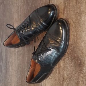Salvatore Ferragamo Cap Toe Black Oxford Shoes Men's 7 1/2 7.5 2E‎